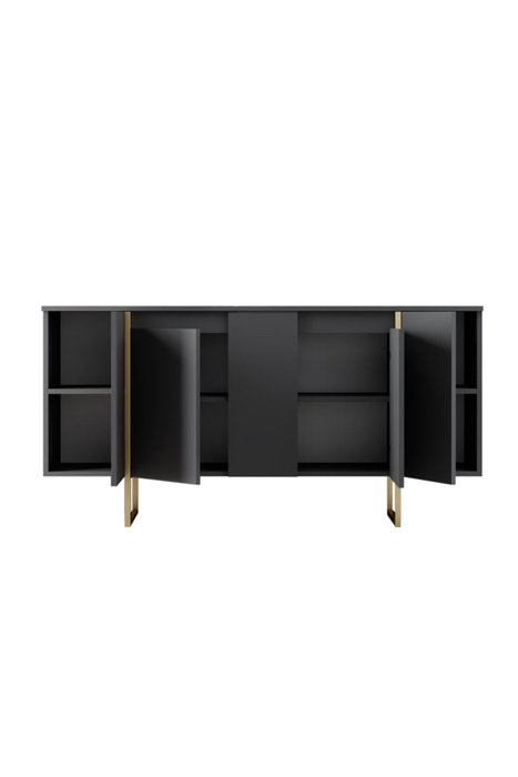 Hanah Home Consola Nogal y Oro 160cm x 35cm x 80cm - Mueble de Salón Elegante y Duradero